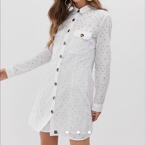 ASOS Spring Summer White Perforated Dress SM.